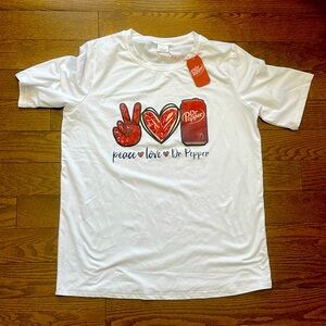 Peace Love Dr. Pepper t shirt, women’s sz L, new